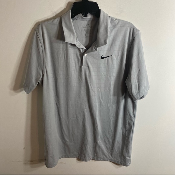Nike Dri Fit Gray Polo Shirt Sz Large Men’s Short Sleeve - Picture 2 of 5